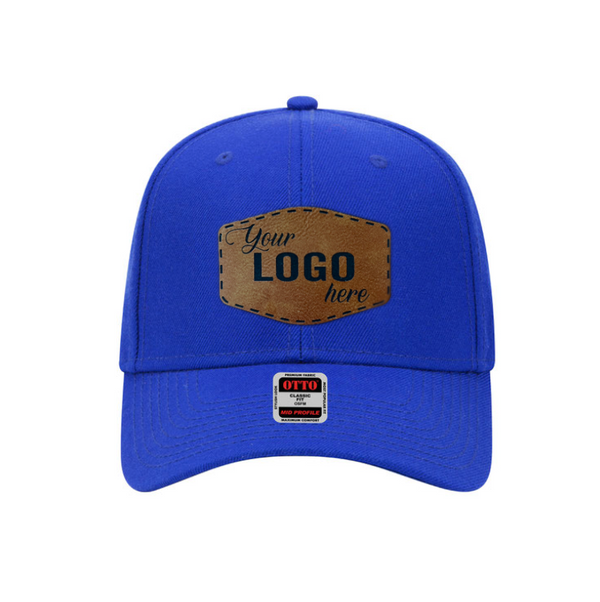 Otto Cap 6 Panel Mid Profile Baseball Cap - Leather Patch