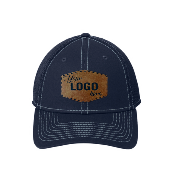 New Era Stretch Mesh Contrast Stitch Cap - Leather Patch