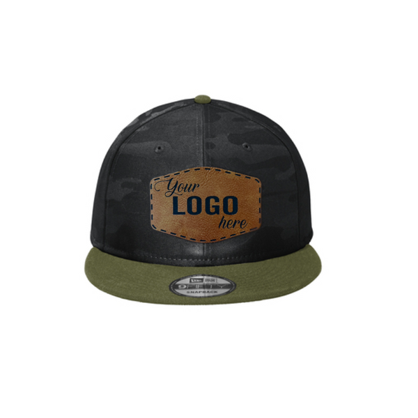 New Era Camo Flat Bill Snapback Cap - Leather Patch