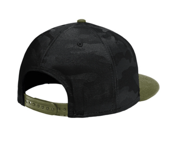 New Era Camo Flat Bill Snapback Cap - Leather Patch