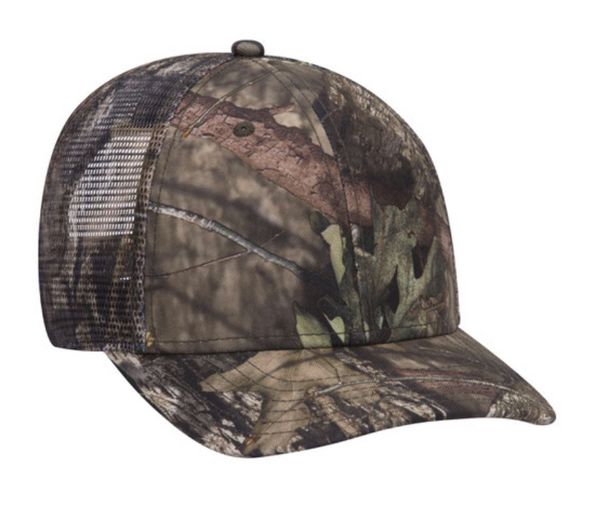 Otto Mossy Oak Camouflage Mesh Back Baseball Cap - Leather Patch