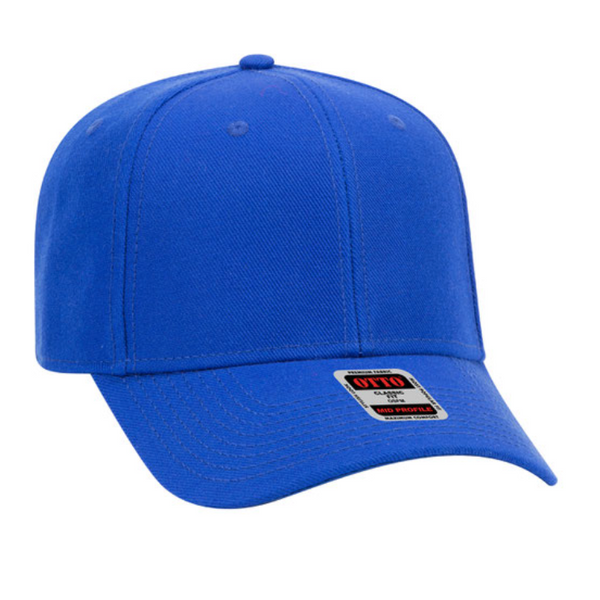 Otto Cap 6 Panel Mid Profile Baseball Cap - Leather Patch