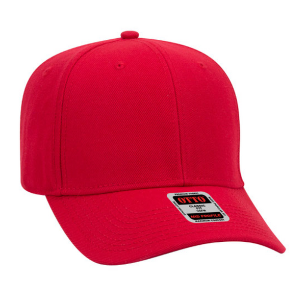 Otto Cap 6 Panel Mid Profile Baseball Cap - Leather Patch