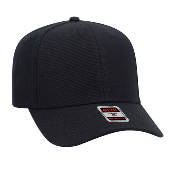 Otto Cap 6 Panel Mid Profile Baseball Cap - Leather Patch