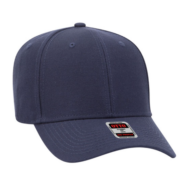 Otto Cap 6 Panel Mid Profile Baseball Cap - Leather Patch