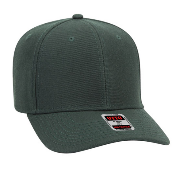 Otto Cap 6 Panel Mid Profile Baseball Cap - Leather Patch
