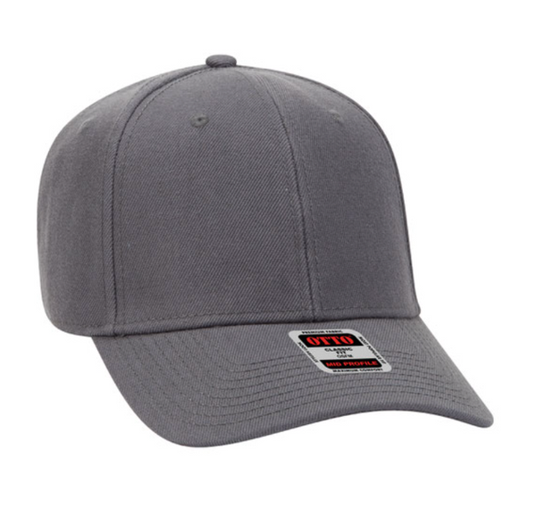 Otto Cap 6 Panel Mid Profile Baseball Cap - Leather Patch