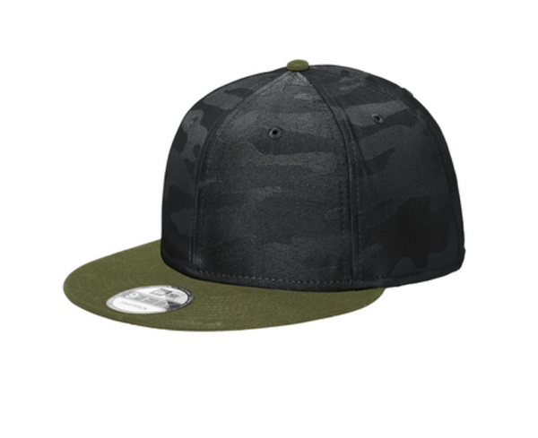 New Era Camo Flat Bill Snapback Cap - Leather Patch