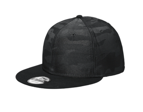 New Era Camo Flat Bill Snapback Cap - Leather Patch