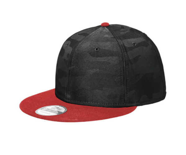 New Era Camo Flat Bill Snapback Cap - Leather Patch
