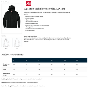 A4 Sprint Tech Fleece Hoodie - Embroidered